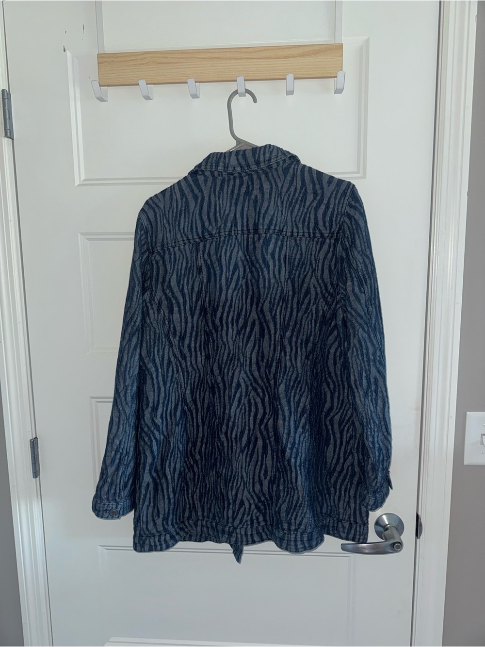 Chico's Dark Blue Zebra-Pattern Button Jacket - Picture 3 of 3